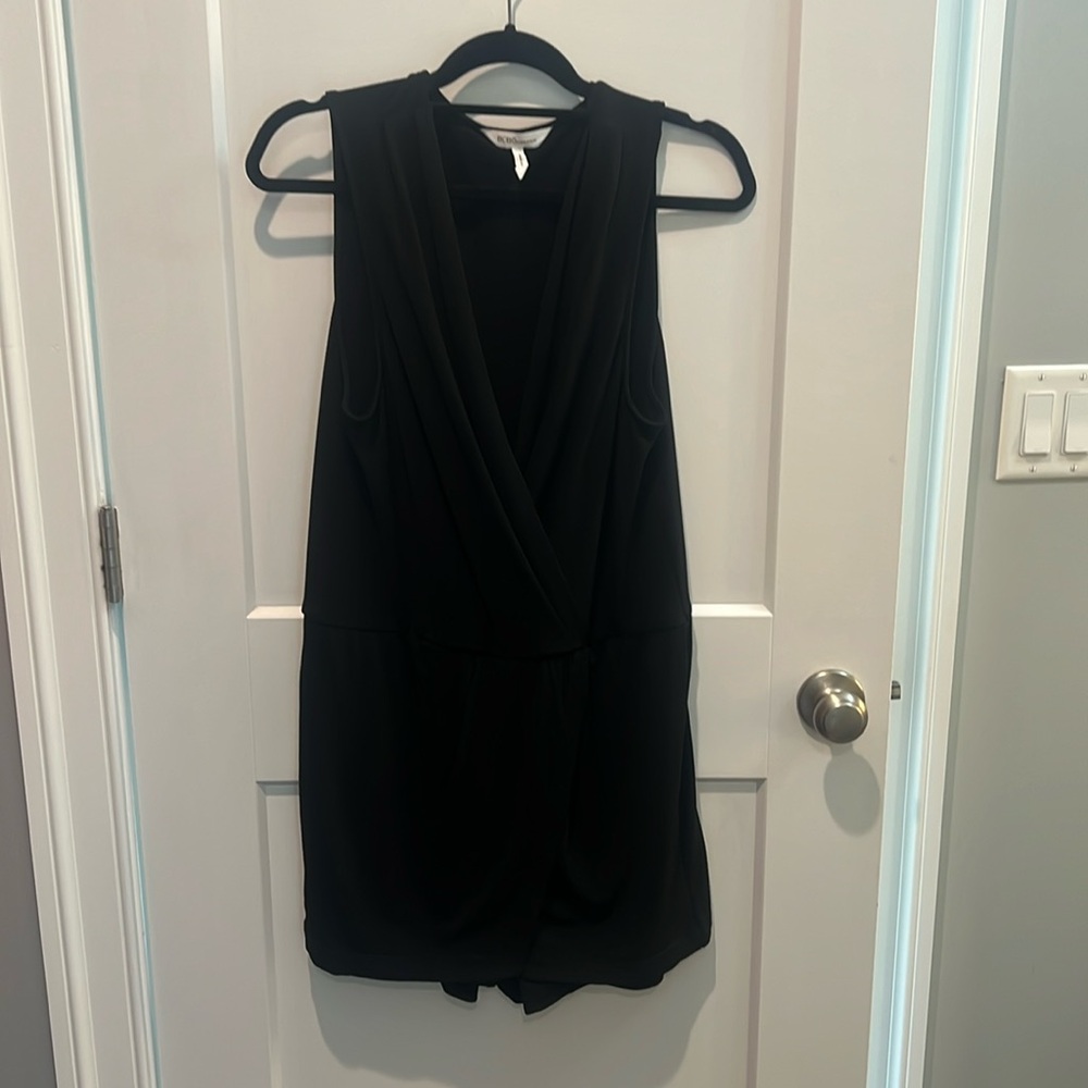 BLACK CREPE WRAP ROMPER